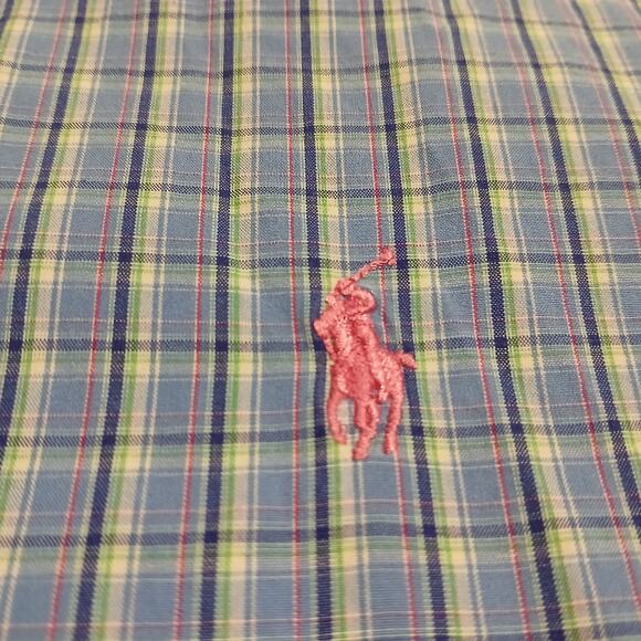 Ralph Lauren Men's XL Classic Fit 100% Cotton Blue Pastel Plaid Button-Down/Up - Picture 6 of 14